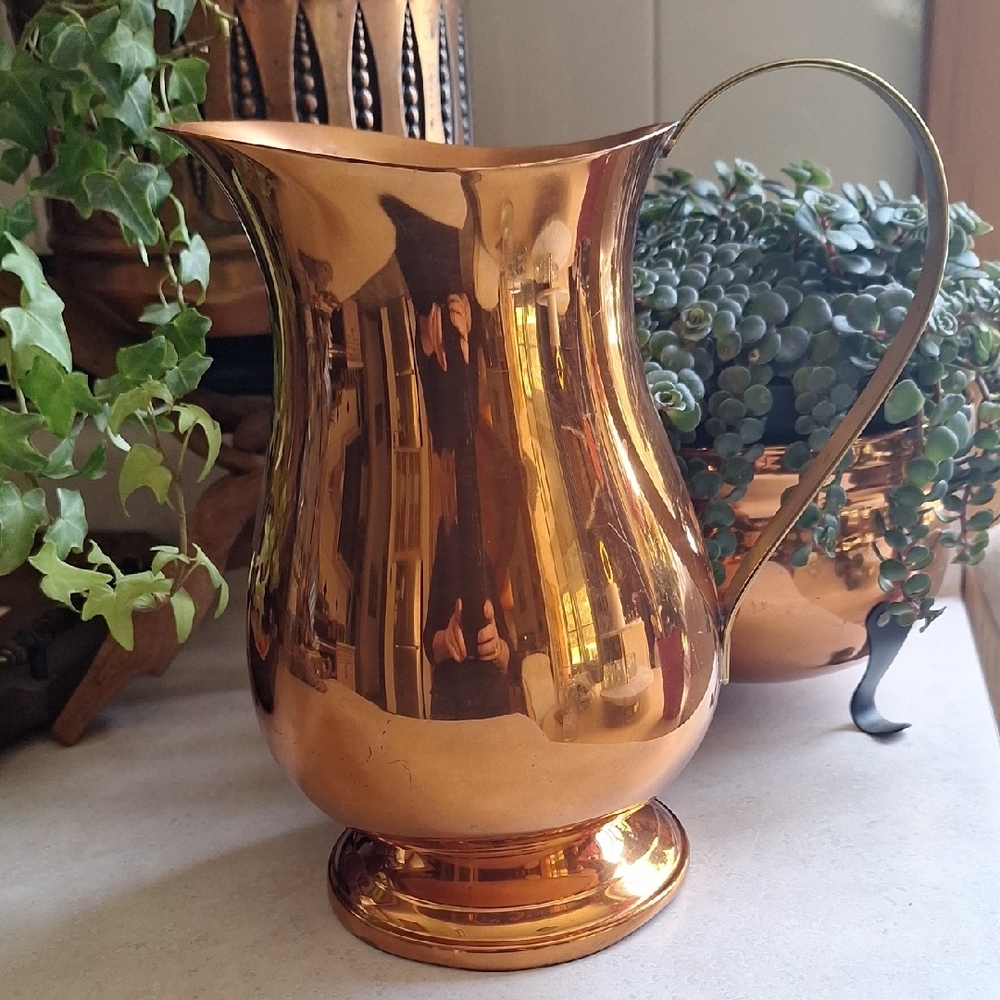 Coppercraft Guild - Vintage Copper with Brass Handle Pitcher / Vase